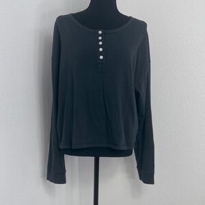 Aerie Cotton Mix Henley Long Sleeve Shirt NWT